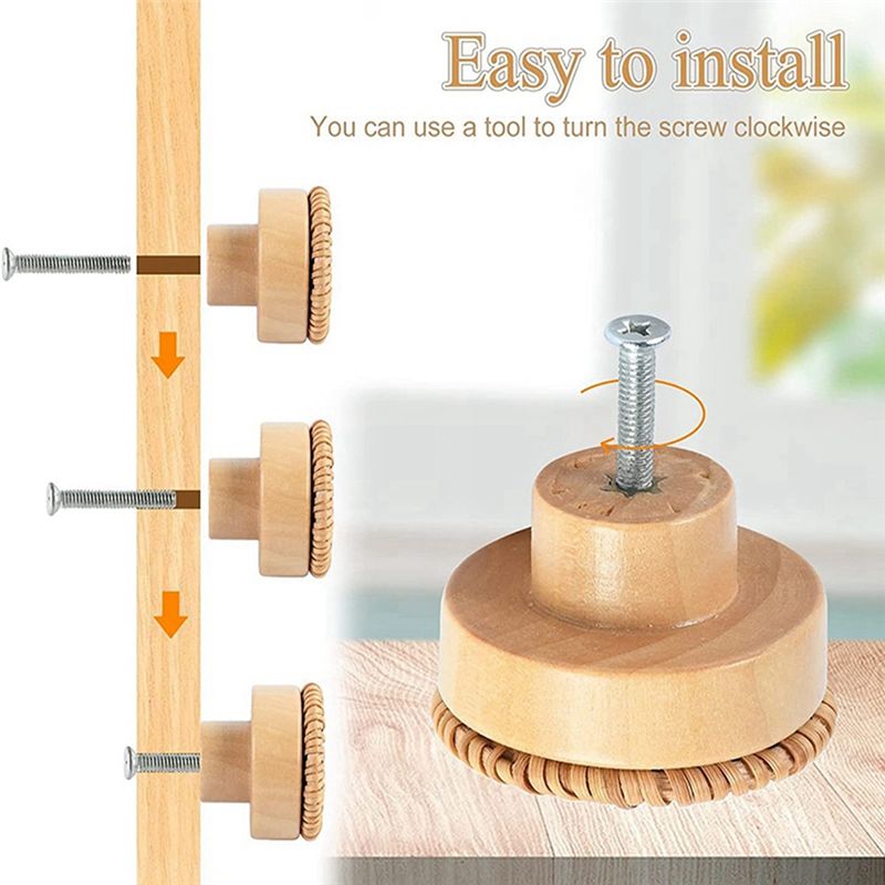 ABLQ Wooden Handles Beech Ratt - Furniture Hardware Paint ulasan dan harga