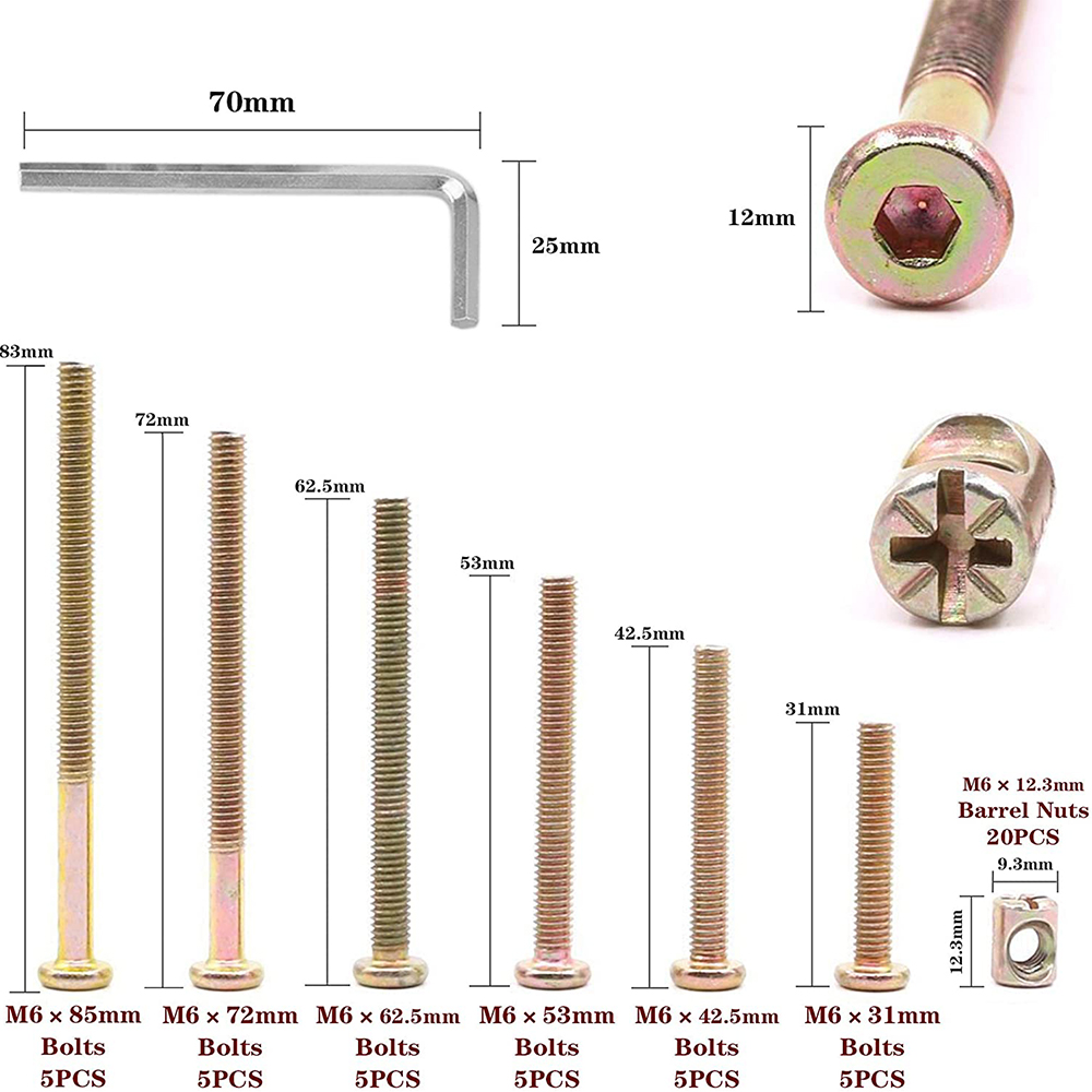 30-Set Baby Crib Screws Hardwa - Furniture Hardware Barrel Nut ulasan dan harga