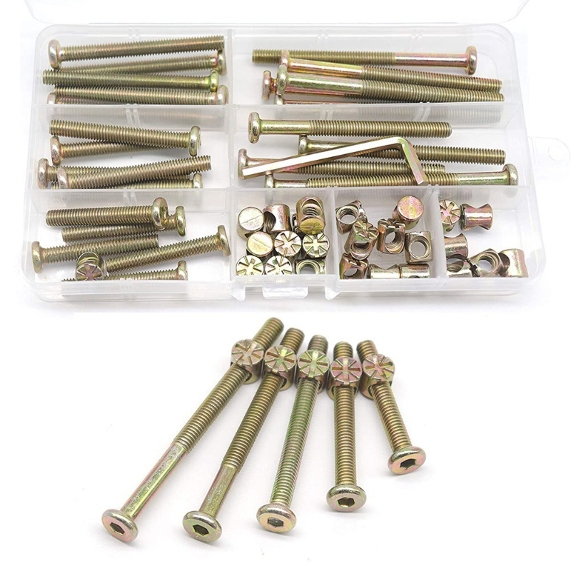 50pcs M6x40/50/60/70/80mm Crib - Furniture Hardware Barrel Nut ulasan dan harga
