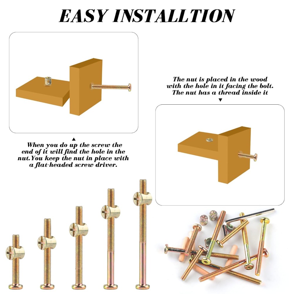 M6x40/50/60/70/80mm Crib Screw - Furniture Hardware Barrel Nut ulasan dan harga