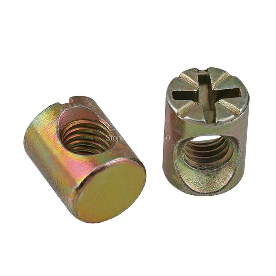 100pcs Color Zinc Plated Slott - Furniture Hardware Barrel Nut ulasan dan harga