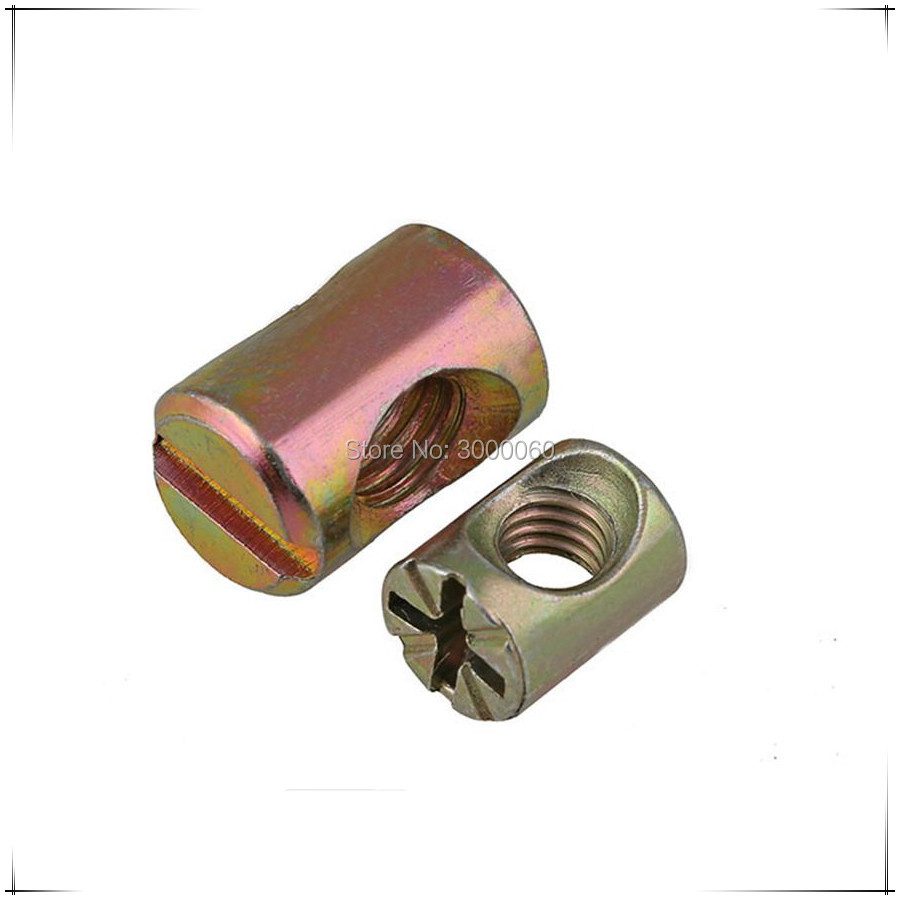 100pcs Color Zinc Plated Slott - Furniture Hardware Barrel Nut ulasan dan harga